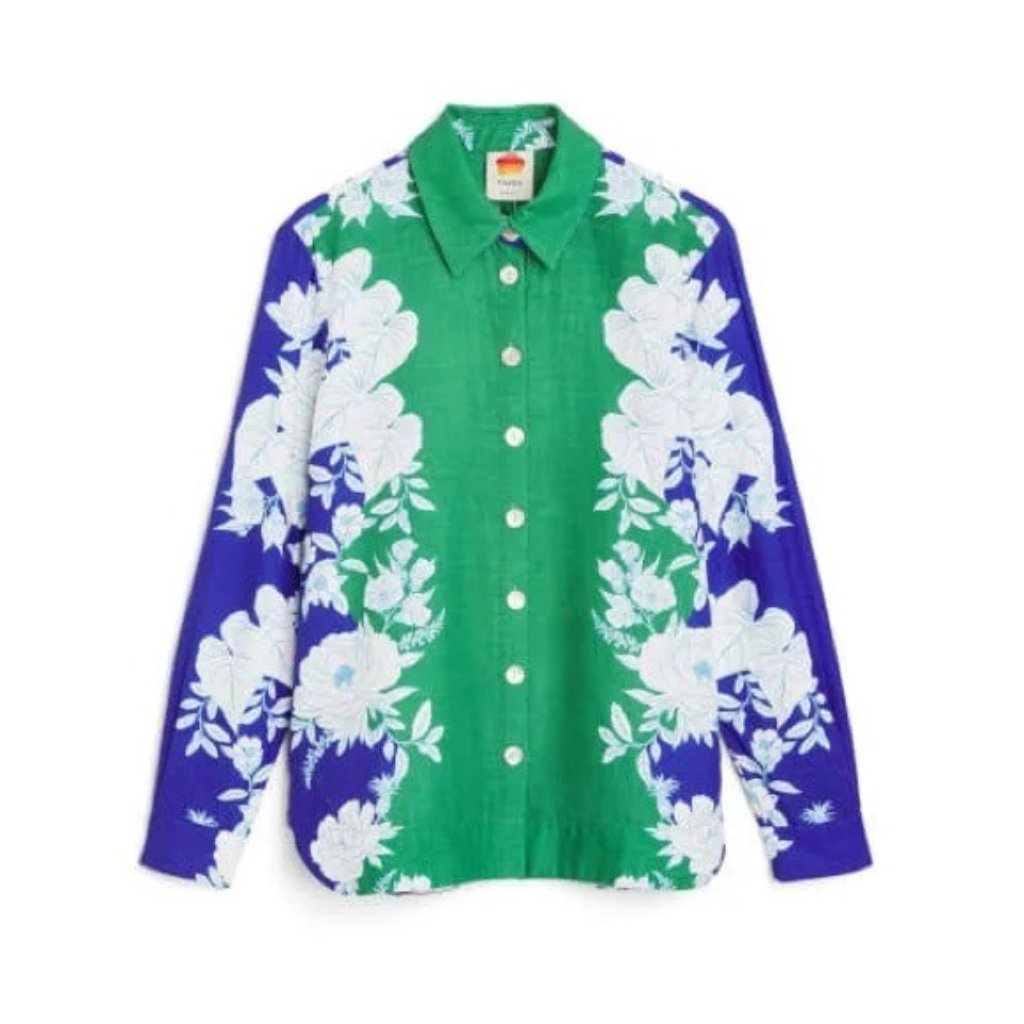 Farmrio Soft Garden Linen Blend Floral Shirt, Size Xl New W/Tag $288